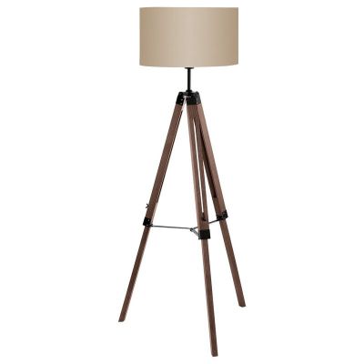 Lampada da terra treppiede marrone in legno, Joana, con interruttore