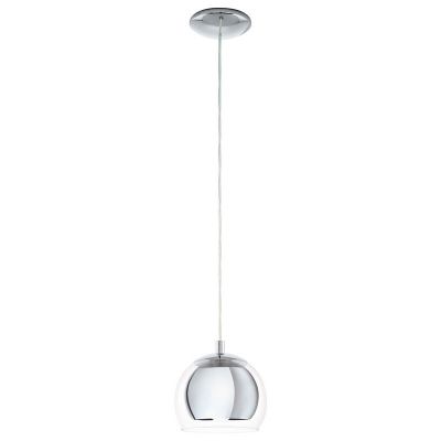 Lampada a sospensione cromata in vetro, Iroma