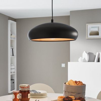 Lampada a sospensione semisfera nera metallo, Egine
