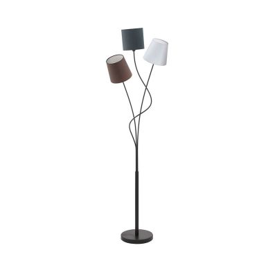 Lampada da terra nera in tessuto, Anabel, con interruttore