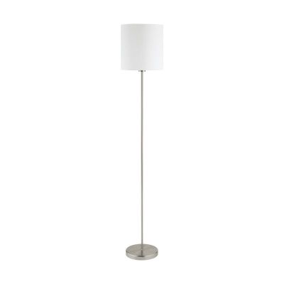 Lampada da terra bianca in tessuto, Abano, con interruttore