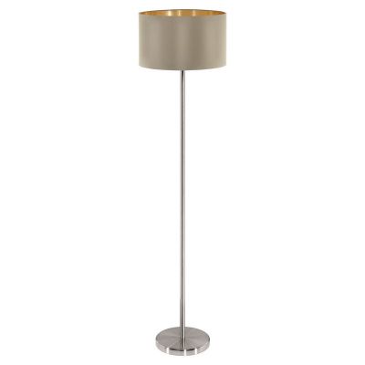 Lampada da terra dorata in tessuto, Terme, con interruttore