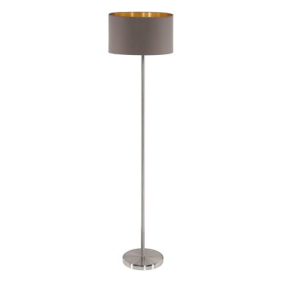 Lampada da terra marrone in tessuto, Terme, con interruttore