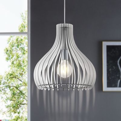 Lampada a sospensione in legno bianca, Betsy