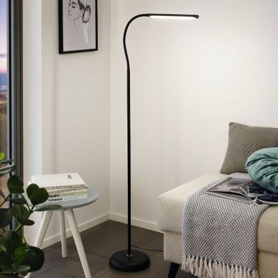 Lampada da terra nera in plastica, Brennan, 5W, 4000K LED, controllo touch