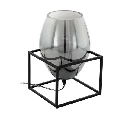 Lampada da tavolo nera in acciaio, Josephus, con interruttore