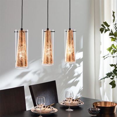 Lampada a sospensione dorata in vetro, Barceno