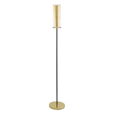Lampada da terra dorata in acciaio, Barceno, con interruttore