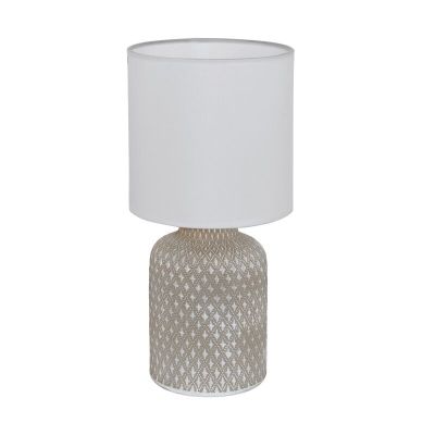 Lampada da tavolo in ceramica grigia, Angele, con interruttore