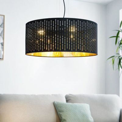 Lampada a sospensione nera in tessuto, Yori