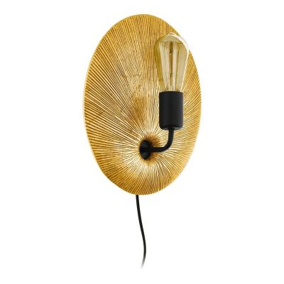 Applique da parete dorata in plastica, Paschalis, con interruttore