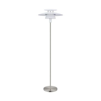 Lampada da terra in nichel in acciaio, Lariana, con interruttore