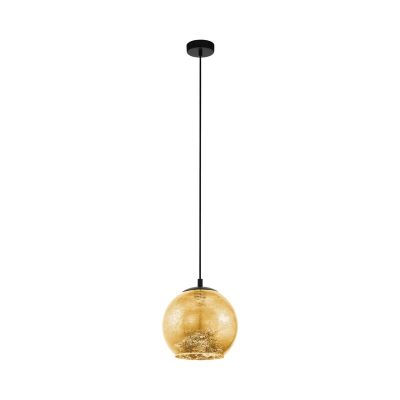 Lampada a sospensione dorata in vetro, Gaston