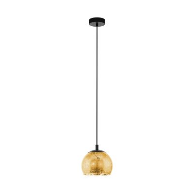 Lampada a sospensione dorata in vetro, Gaston