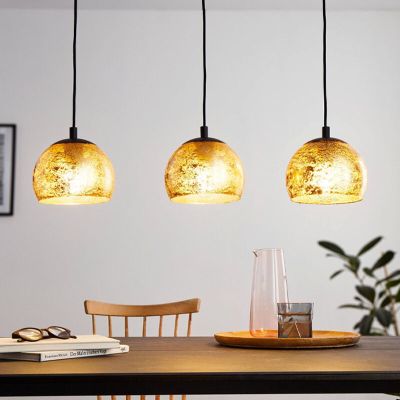 Lampada a sospensione dorata in vetro, Gaston