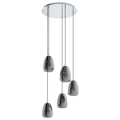 Lampada a sospensione cromata in vetro, Fredericus