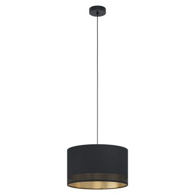 Lampada a sospensione nera in tessuto, Niko
