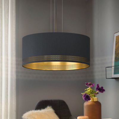 Lampada a sospensione nera in tessuto, Niko