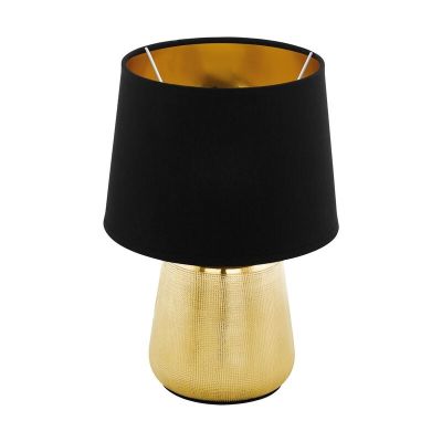 Lampada da tavolo in ceramica dorata, Elvin, con interruttore