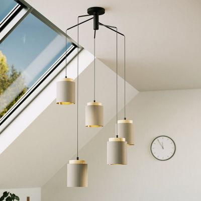 Lampada a sospensione in legno marrone, Gabi