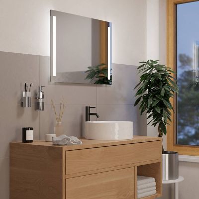 Specchio con luci grigio in vetro, Bibi, 5,1W, 4000K LED, IP44, con interruttore