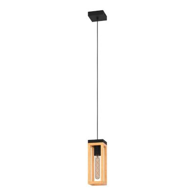 Lampada a sospensione in legno marrone, Jasmina, con interruttore