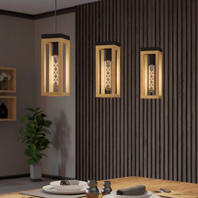 Lampada a sospensione in legno marrone, Jasmina