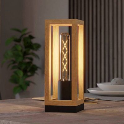 Lampada da tavolo in legno marrone, Jasmina, con interruttore