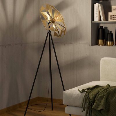Lampada da terra dorata in alluminio, Thiemen, con interruttore