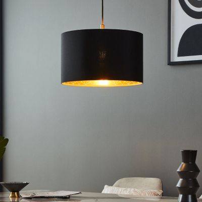 Lampada a sospensione nera in tessuto, Kelsey