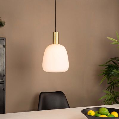 Lampada a sospensione bianca in vetro, Jeannine