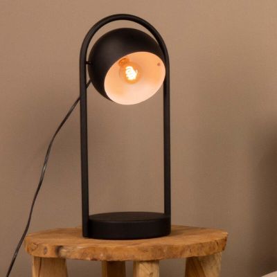 Lampada da tavolo nera in alluminio, Jasin, con interruttore
