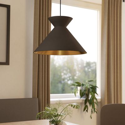Lampada a sospensione nera in tessuto, Jasmine