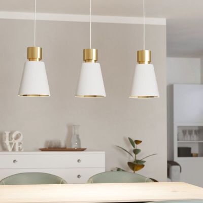 Lampada a sospensione dorata in tessuto, Ymke