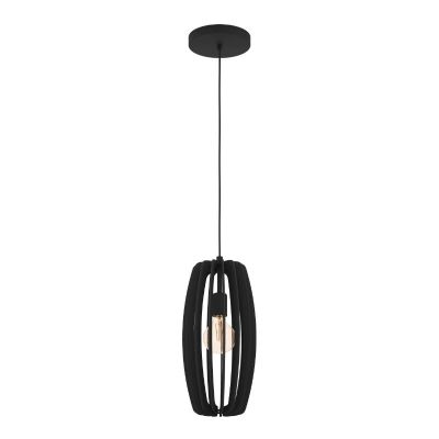 Lampada a sospensione in legno nera, Wilko