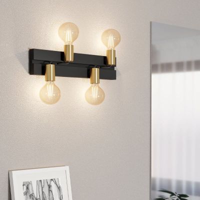 Applique da parete nera in alluminio, Jelka