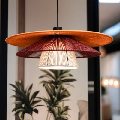 Lampada a sospensione multicolore in tessuto, Pignona