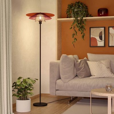Lampada da terra multicolore in tessuto, Pignona, con interruttore
