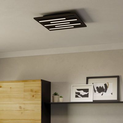 Plafoniera nera in alluminio, Pitrignani, 20W, RGBW LED, con telecomando