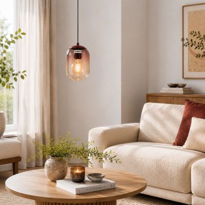 Lampada a sospensione arancione in vetro, Lequile