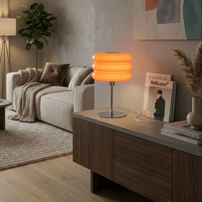 Lampada da tavolo arancione in vetro, Tortora, con interruttore