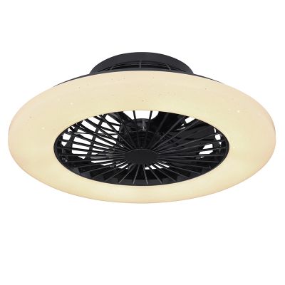 Ventilatore da soffitto nero in plastica, Joni, 40W, bianco regolabile tra caldo e freddo LED, con telecomando