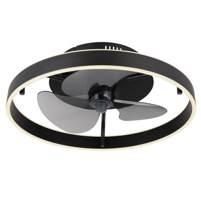 Ventilatore da soffitto nero in plastica, Joos, 40W, bianco regolabile tra caldo e freddo LED, con telecomando