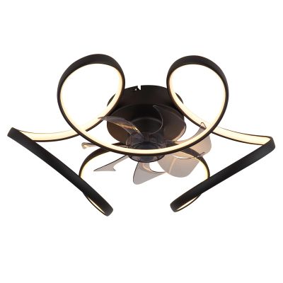 Ventilatore da soffitto nero in plastica, Joske, 40W, bianco regolabile tra caldo e freddo LED, con telecomando