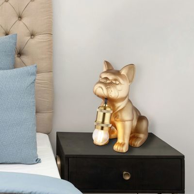 Lampada da tavolo in ceramica dorata, Dogan, con interruttore