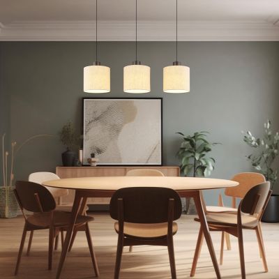 Lampada a sospensione crema in tessuto, Thieu, 24W, 3000K LED