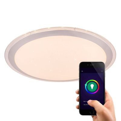 Plafoniera smart bianca metallo, Vinay, 30W, RGBW LED