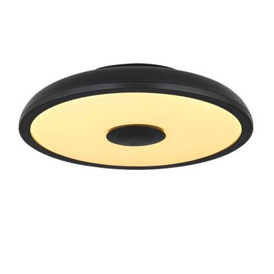 Plafoniera nera in plastica, Musica, 18W, colore regolabile LED, IP44, con telecomando