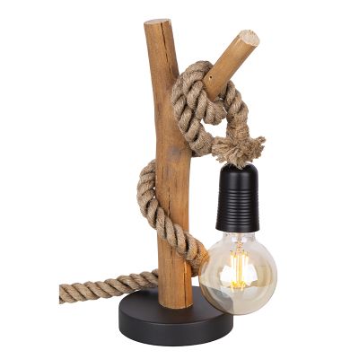 Lampada da tavolo in legno in corda, Nigoc
