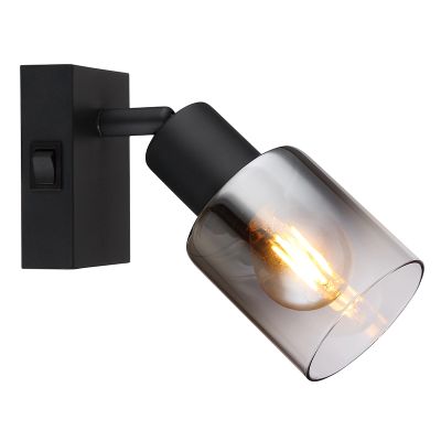 Faretto da parete nero metallo, Norbert, con interruttore